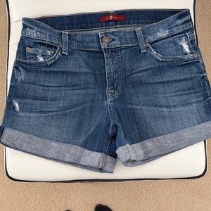 7 For All Mankind Dark Blue Jean Shorts